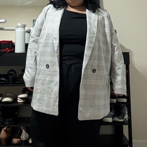 H&M Light Gray Checkered Blazer